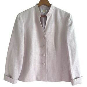 Talbots Silk Linen Blazer Sz 10 Powder Pink Quiet Luxury Old Money Preppy